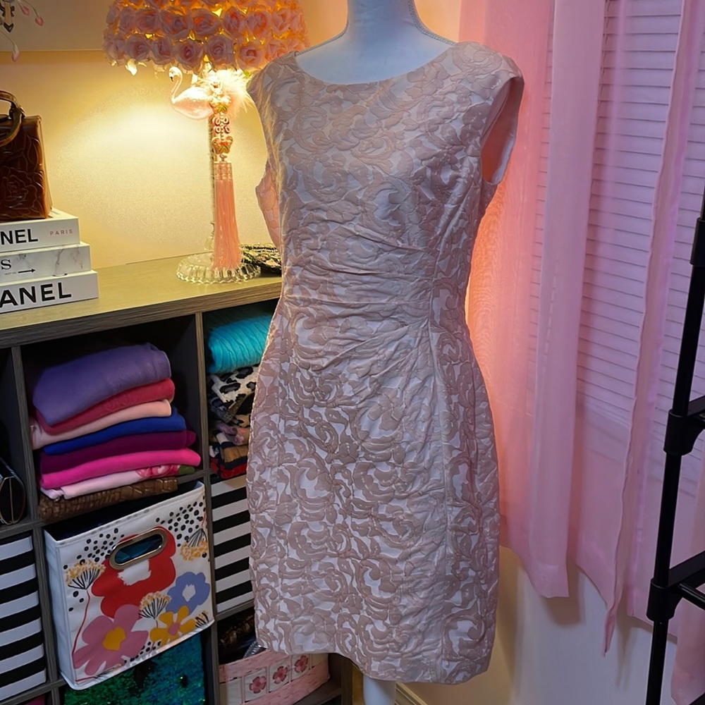 Ralph lauren pink brocade like sleeveless dress size 12